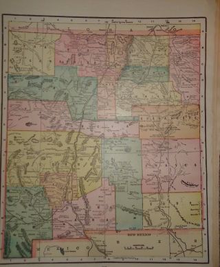 Vintage 1897 Mexico Territory Map Old Antique Atlas Map 121217