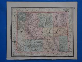 Vintage 1885 Wyoming Territory Map Old Antique Atlas Map 101818