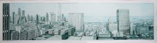 Richard Haas Orig.  Pencil Signed Color Lithograph View Of Chicago American Art
