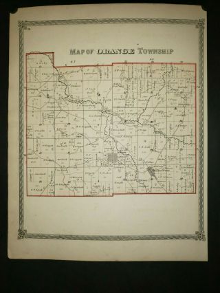 1874 Map Orange Township Carroll County Ohio Land Owners Names & Acrage