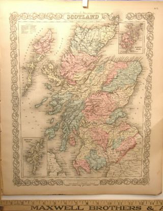 Antique Hand Colored Steel Engraving Map 1859 Colton 