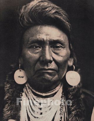 1972 Folio Print Native American Indian Nez Perce Chief Photo Art,  Edward Curtis