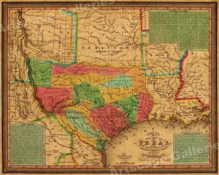 1830s Texas & Indian Territory Land Grants Historic Wall Map - 24x30