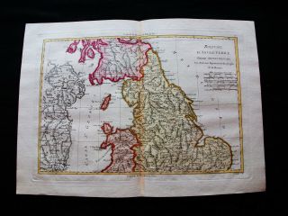 1789 Bonne - Rare Map Of United Kingdom,  Uk,  North England & North Wales,  Uk.