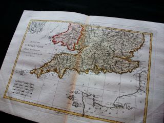 1789 BONNE - rare map of UNITED KINGDOM,  ENGLISH CHANNEL,  SOUTH ENGLAND,  WALES UK 3