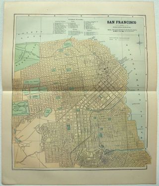 1887 Street & Railroad Map Of San Francisco By Hunt & Eaton
