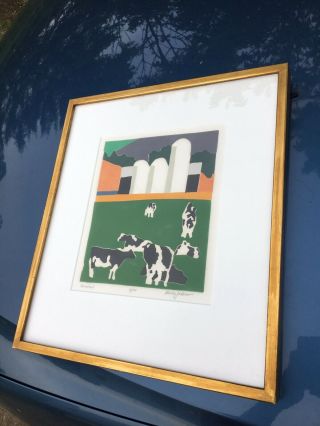 1970s Woody Jackson Art Print Vermont Ben & Jerry Artist Cow Farm Homestead Rare