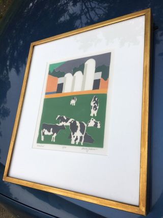 1970s Woody Jackson Art Print Vermont Ben & Jerry Artist Cow Farm Homestead RARE 4