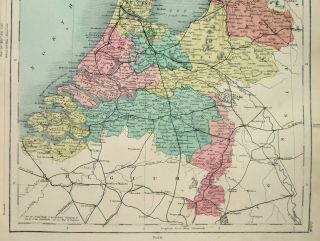1878 Map of the Netherlands by William Hughes & John Dower.  HollAntique 2