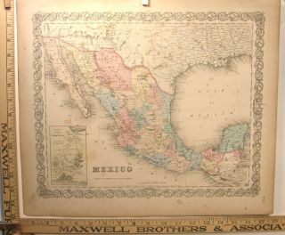 Antique Hand Colored Steel Engraving Map 1859 Colton 