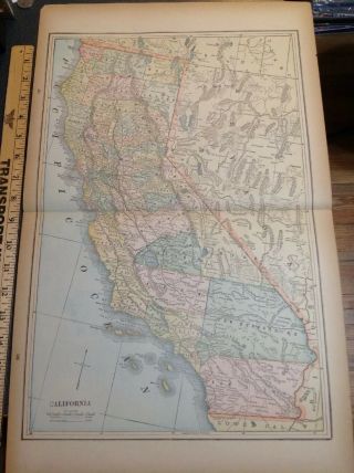 2504 Vintage Antique Map California 1892 Nevada San Francisco