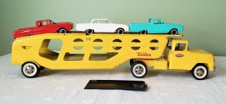 Early Tonka Toys Ford Cab Car Carrier Tt Truck W/fords 60 