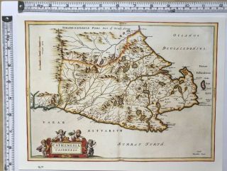 Historic Antique Vintage Old Map Of Caithness,  Scotland 1600 