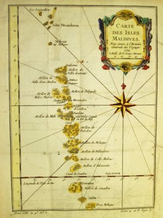 1757 Attractive Bellin Map Of The Maldives,  East Indies