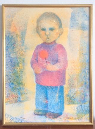 Fanny Rabel (1922 - 2008) Signed Framed Lithograph Of Child