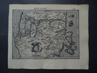 1608 Hondius Mercator Atlas Map North Denmark Jutland - Jutla Septentrionalis