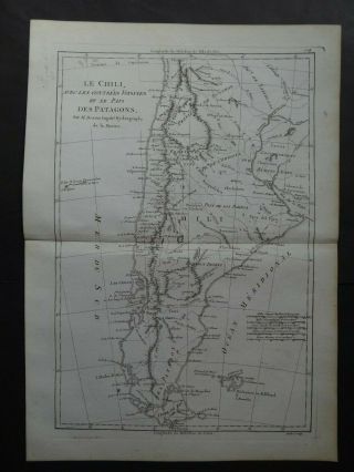1787 Bonne Desmarest Atlas Map Chile - Patagonia - Chili - Argentina - Falkland