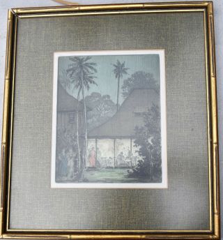 Leon Pescheret HOUSE WITHOUT A KEY Honolulu Hawaii 1949 Colored Etching 10