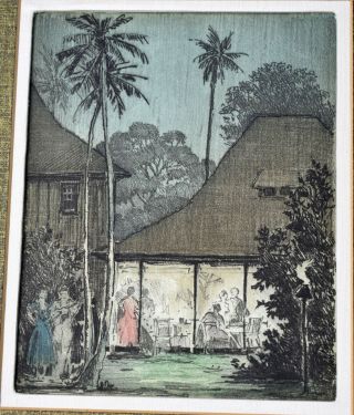 Leon Pescheret House Without A Key Honolulu Hawaii 1949 Colored Etching
