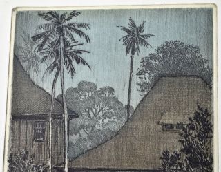 Leon Pescheret HOUSE WITHOUT A KEY Honolulu Hawaii 1949 Colored Etching 8