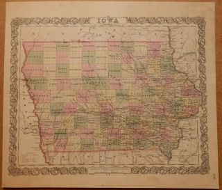 1856 Map Iowa Colton 