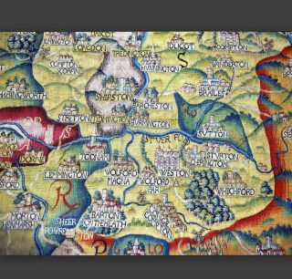 Antique Tapestry Map Worcestershire 1590 Old English Name Image Hardback