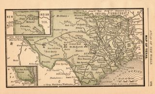 Rare Antique Texas State Map 1888 Rare Miniature Vintage Map Of Texas 6718