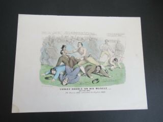 Icnoic Boxing Scene Titled " Yankee Doodle On His Muscle " By Currier & Ives