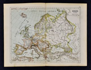 1885 Cortambert Map - Europe - Italy Spain Germany Austria France Russia Britain