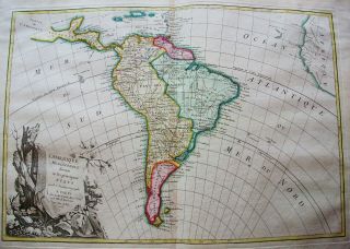 1778 ZANNONI - rare map: SOUTH AMERICA,  BRAZIL,  ARGENTINA,  VENEZUELA,  PERU CHILE 2