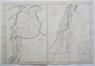 Syria Jerusalem Palestine Antique Map Blackie 1859 Outline Colouring