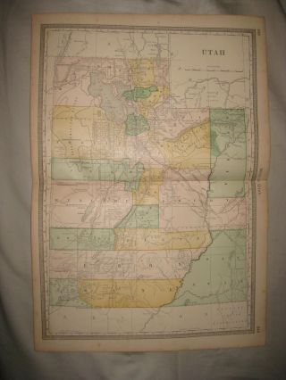 Large Fine Antique 1883 Utah Salt Lake City Railroad Map Mormon Lds Church Rare