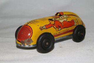 1947 Captain Marvel Tin Race Car,  Yellow,