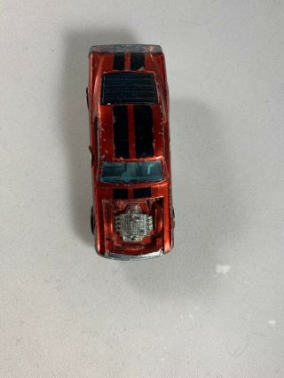 1969 Hot Wheels Redline Mustang Boss Hoss in Red Missing One Wheel 6