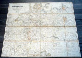 1844 Large Folding Map Of Germany And Nearby States In Case