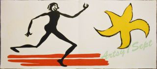Calder Sacrilege Alan Kent 1976 Color Aquatint Running Man/ Yellow Star