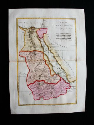 1789 Bonne - Rare Map Of Africa,  Afrique,  Nubia,  Sudan,  Red Sea,  Egypt,  Ethiopia