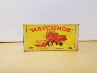 Matchbox Superfast Class Combine Harvester No.  65 Empty Box