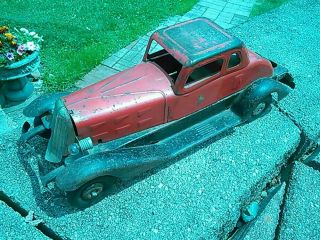 Antique Hoge Fire Chief Car Electric Lights Wind - Up Press Steel Girard Marx.  1.