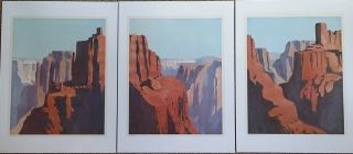 " Mesa " Robert White Tryptich Signed Limited Edition Southwest Landscape
