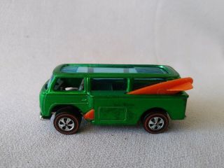 1969 Hot Wheels Redline Volkswagen Beach Bomb,  Green W/ Surfboards - Very