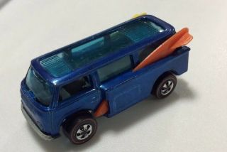 1969 Hot Wheels Redline Blue Volkswagen Beach Bomb Mattel Van W/surfboards