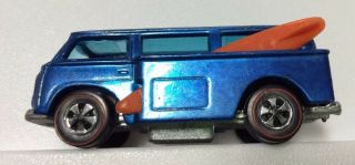 1969 Hot Wheels redline blue Volkswagen Beach Bomb Mattel van w/surfboards 7