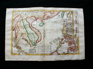 1770 Bonne - Orig.  Map Of Asia,  East Indies,  Philippines,  Cambodia,  Thailand.