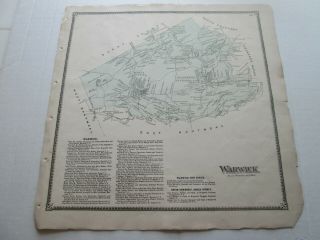 1873 Antique Map,  " Warwick " Chester County Atlas,  Pennsylvania,  Witmer