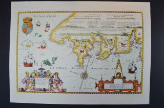 Vintage Marine Chart Sheet Map Of Sea Coast Lands End To Plymouth Cornwall