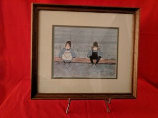 P.  Buckley Moss Framed " On The Wall " Rare Limited Edition Print