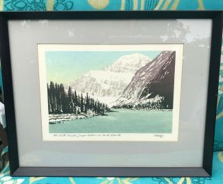 George Weber Print Mt Edith Cavell Alberta Canada 1972 Signed & Framed