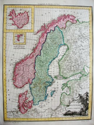 1810 LAPIE - rare map of SCANDINAVIA,  NORWAY,  OSLO,  SWEDEN,  DENMARK,  ICELAND. 2