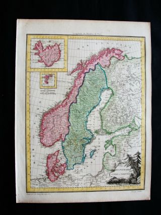 1810 LAPIE - rare map of SCANDINAVIA,  NORWAY,  OSLO,  SWEDEN,  DENMARK,  ICELAND. 5